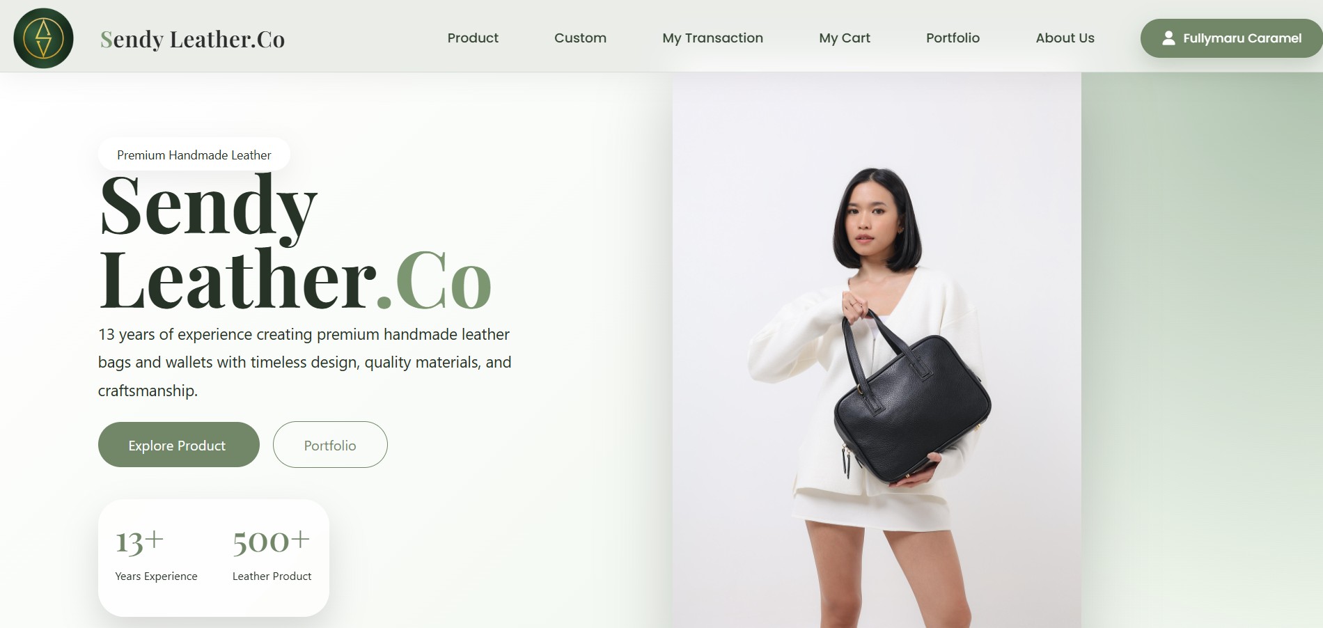 Screenshot E-Commerce & Custom Order Sendy Leather
